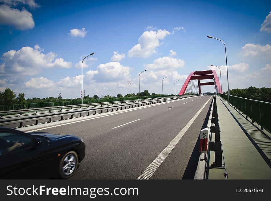 Road thru bridge in Pulawy Poland