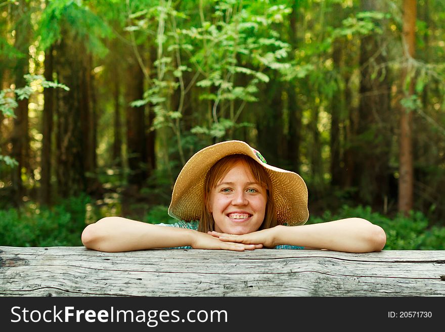 Happy young woman in summer nature. Happy young woman in summer nature