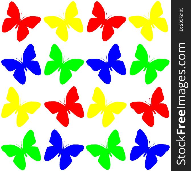 Colourful butterfly seamless pattern on white background. Colourful butterfly seamless pattern on white background