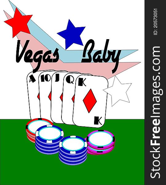 Royal flush and chips in poker hand concept for gambling in Vegas. Royal flush and chips in poker hand concept for gambling in Vegas