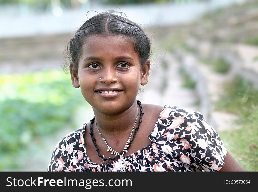 Cheerful Indian Teenage Girl Posing to Camera