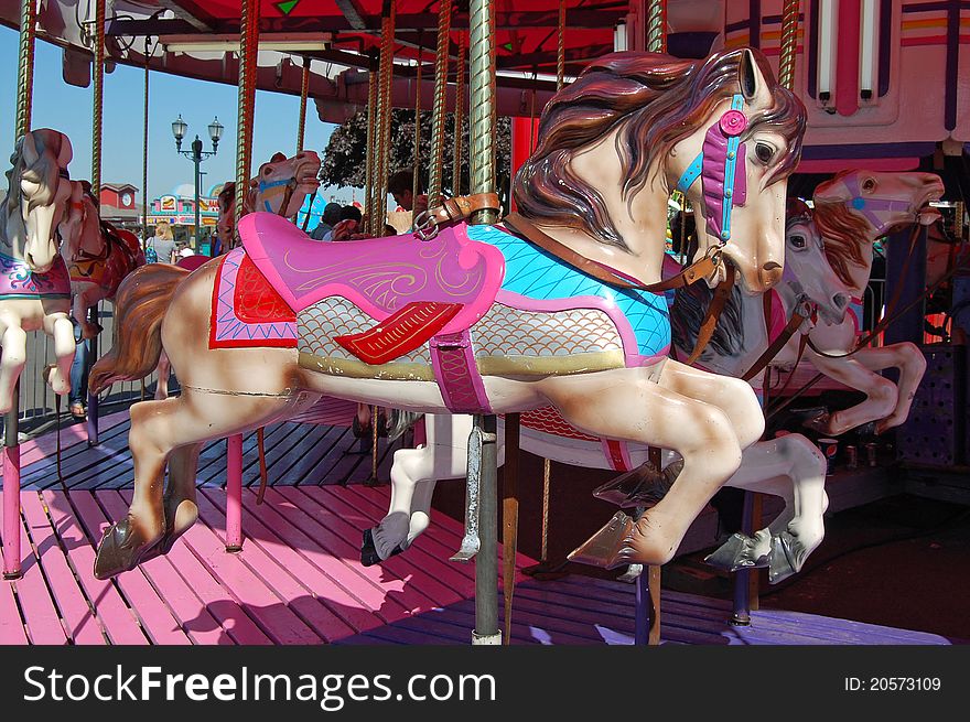 A Merry Go Around Carousel Horse at the Fair
