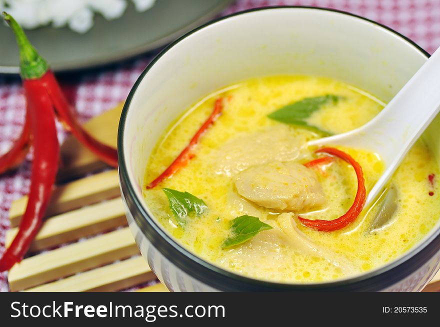 Chicken green curry,thai local food