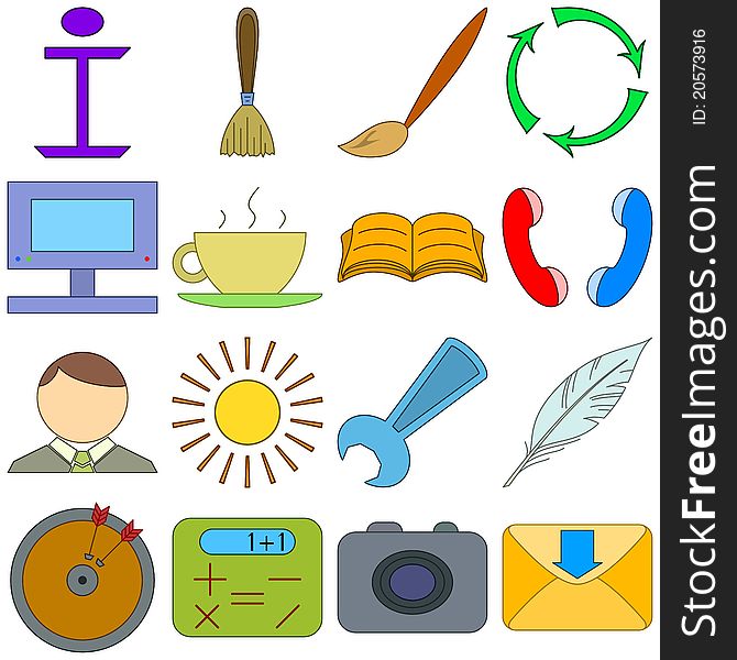 Set various icons, computer signs and button