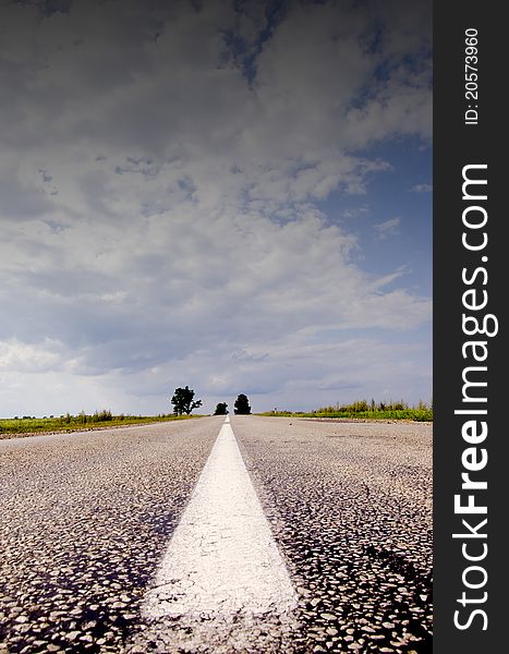 Countryside road and sky background iin summer