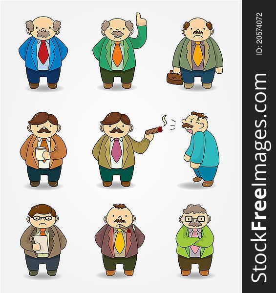 Cartoon boss and Manager icon set,vector,illustration