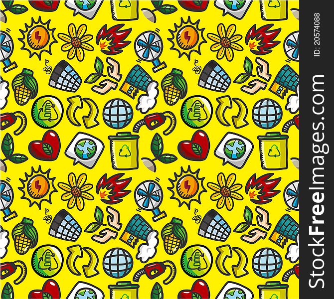 Seamless eco icon pattern,vector,illustration