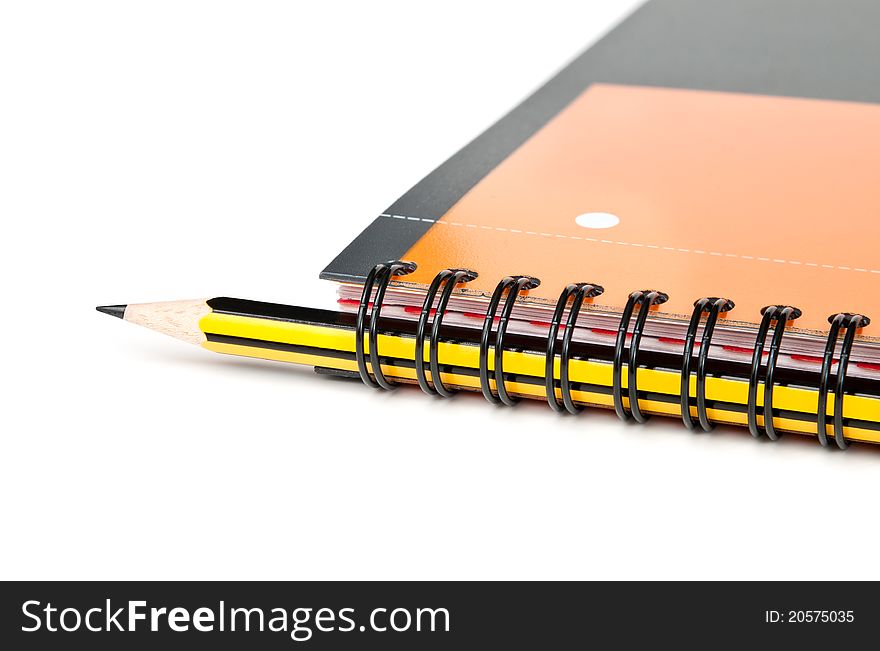 Spiral college notebook and pencil. Spiral college notebook and pencil