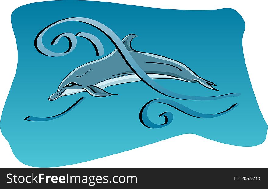 Illustration of a dolphin in the water