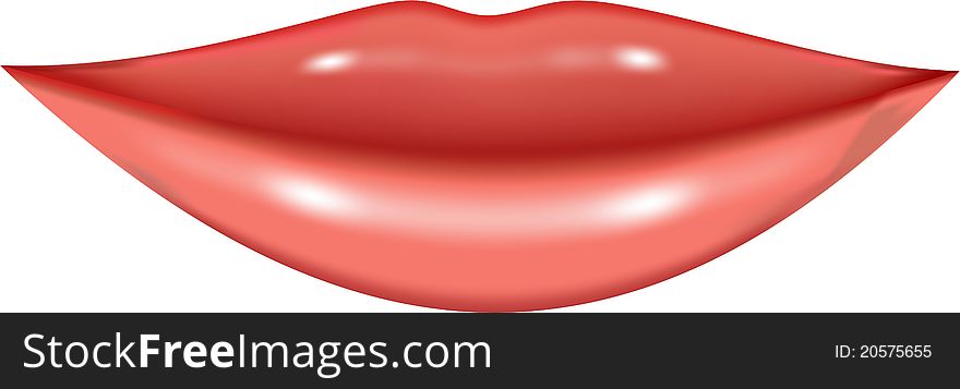 Illustration red lips on white background. illustration.