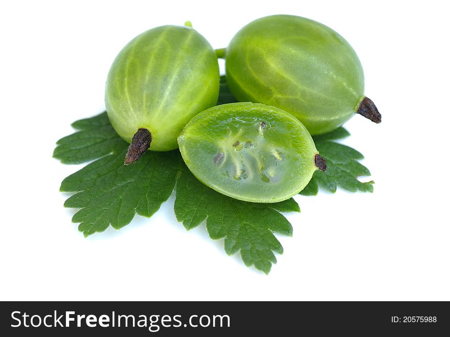 Gooseberry ripe berries, isolated on white background.Agrus. Gooseberry ripe berries, isolated on white background.Agrus