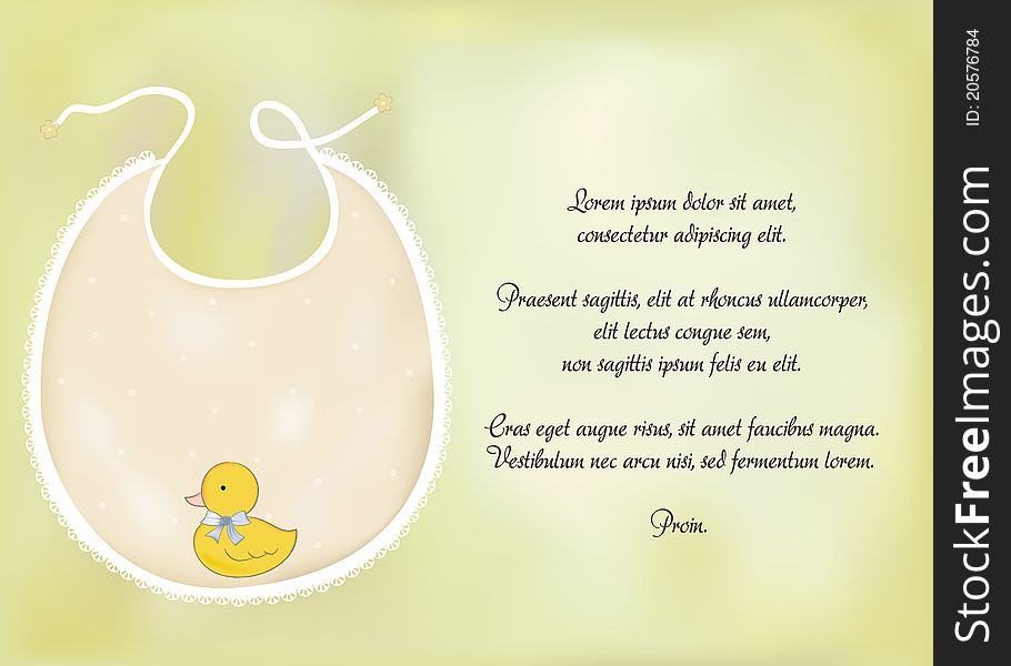 Baby announcement card with duck