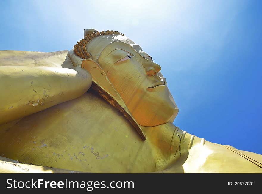 Satue reclining Buddha Temple. Ang Thong Province, Thailand. Satue reclining Buddha Temple. Ang Thong Province, Thailand.
