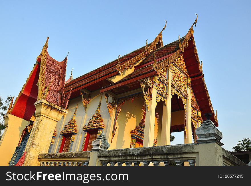 Thai temple roof and nice blue sky. Thai temple roof and nice blue sky