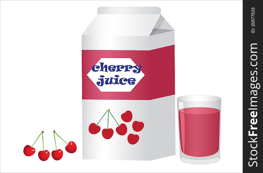 Box and glass with cherry juice