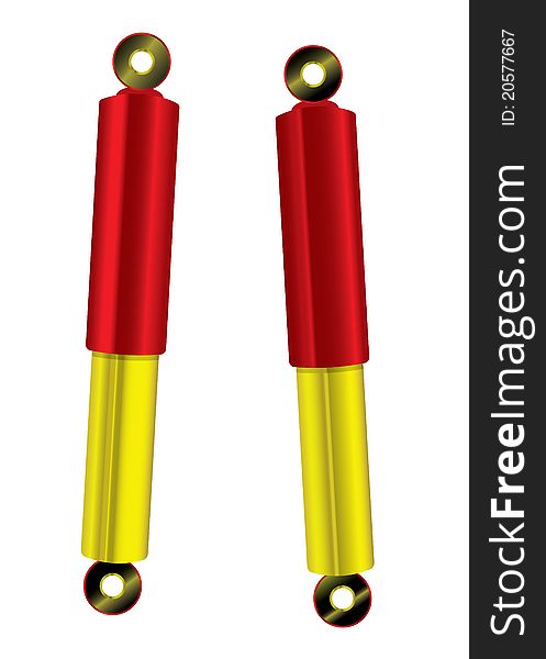 Upgrade red and gold bling shock absorbers for a car. Upgrade red and gold bling shock absorbers for a car