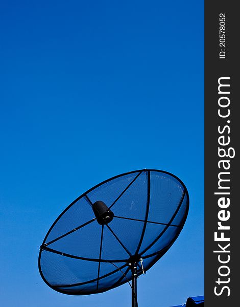 The satellite dish on a blue background.