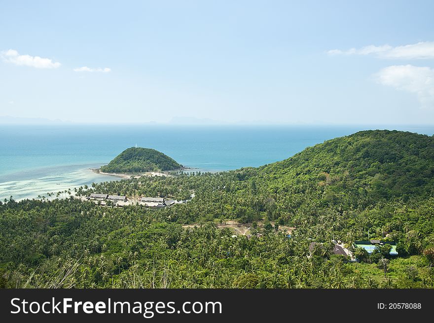 Views of beachs and Lush Palm Trees situated on the Idyllic Island of Koh Samui in Thailand. Views of beachs and Lush Palm Trees situated on the Idyllic Island of Koh Samui in Thailand