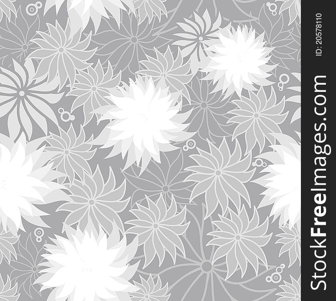 Flowers seamless pattern with styled chrysanthemum silhouettes. Flowers seamless pattern with styled chrysanthemum silhouettes.