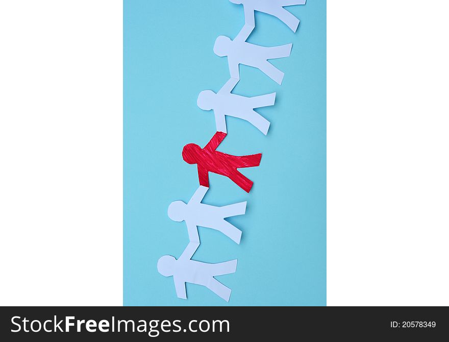 Paper chain on blue background. Paper chain on blue background
