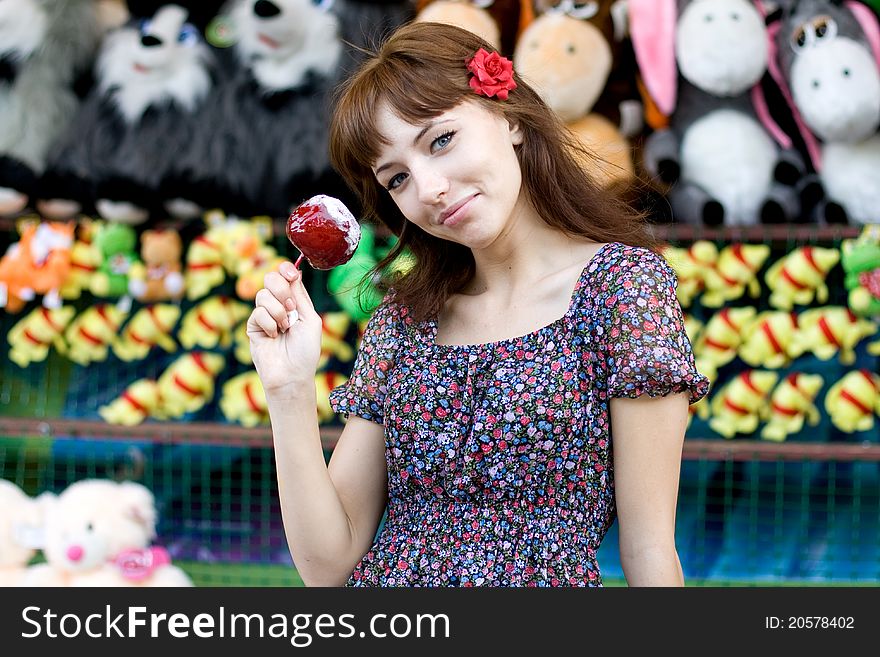 Girl walking outdoor in park. Girl walking outdoor in park