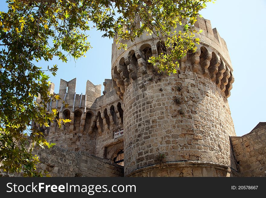 Tower of ancient fortress, Rhodes.Greece. Tower of ancient fortress, Rhodes.Greece.