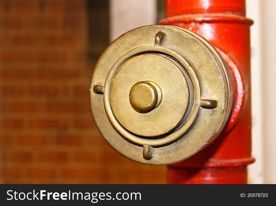 Copper cap of the conduct of fire hydrant. Copper cap of the conduct of fire hydrant