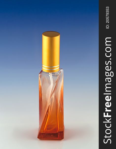 Orange Bottle With Blue Background