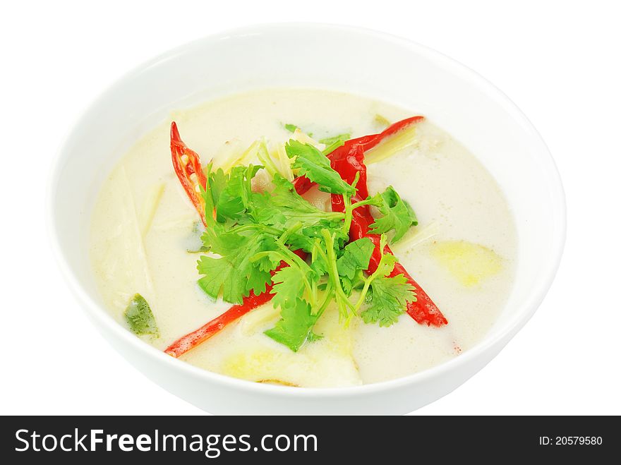 Tom Kha Kai Thai food and sour chicken, galangal, a major component