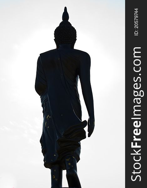 Silhouette Buddha image in back view