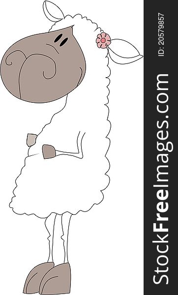 Happy sheep standing on two legs