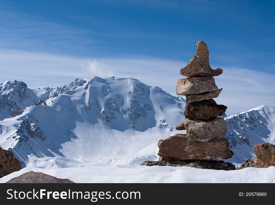 Mountain top in winter, horizontal frame. Mountain top in winter, horizontal frame