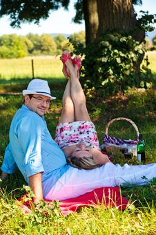 Middle Aged Couple Enjoying Picnic Royalty Free Stock Image Middle Aged Couple Enjoying Picnic Royalty Free Stock Image