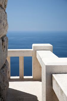 Stone Viewpoint And Banister, Ocean View Stock Image Stone Viewpoint And Banister, Ocean View Stock Image