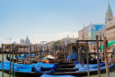 Gondolas Near Piazza San Marco In Venice Stock Image