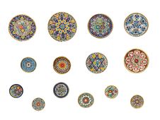 14 Painted Round Wall-plates Stock Image 14 Painted Round Wall-plates Stock Image