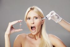 Blonde And Botox Injection 4 Royalty Free Stock Images Blonde And Botox Injection 4 Royalty Free Stock Images