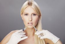 Blonde And Botox Injection Royalty Free Stock Photography Blonde And Botox Injection Royalty Free Stock Photography