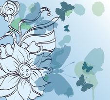 Decorative Flower And Butterflies Royalty Free Stock Photo
