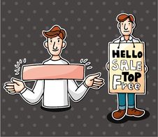 Set Of Man With Banner Royalty Free Stock Images Set Of Man With Banner Royalty Free Stock Images