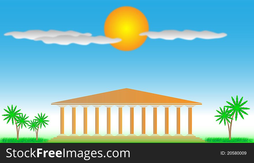 Landscape with a Greek temple. Landscape with a Greek temple