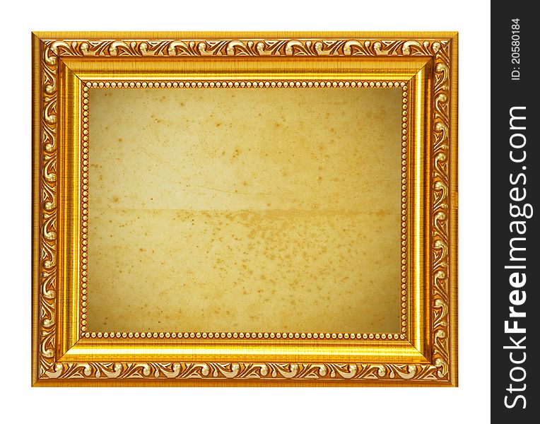 Gold frame with old paper background