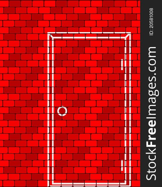 Background from a bricklaying with the drawn door in a