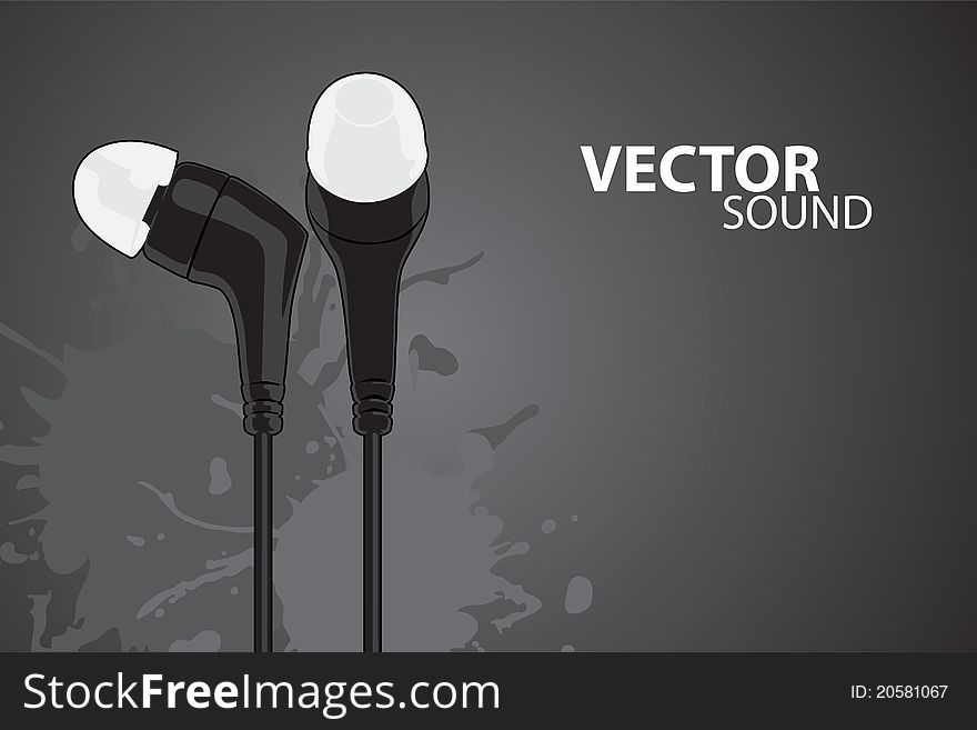 Vector illustration (headphones on gray background). Vector illustration (headphones on gray background)