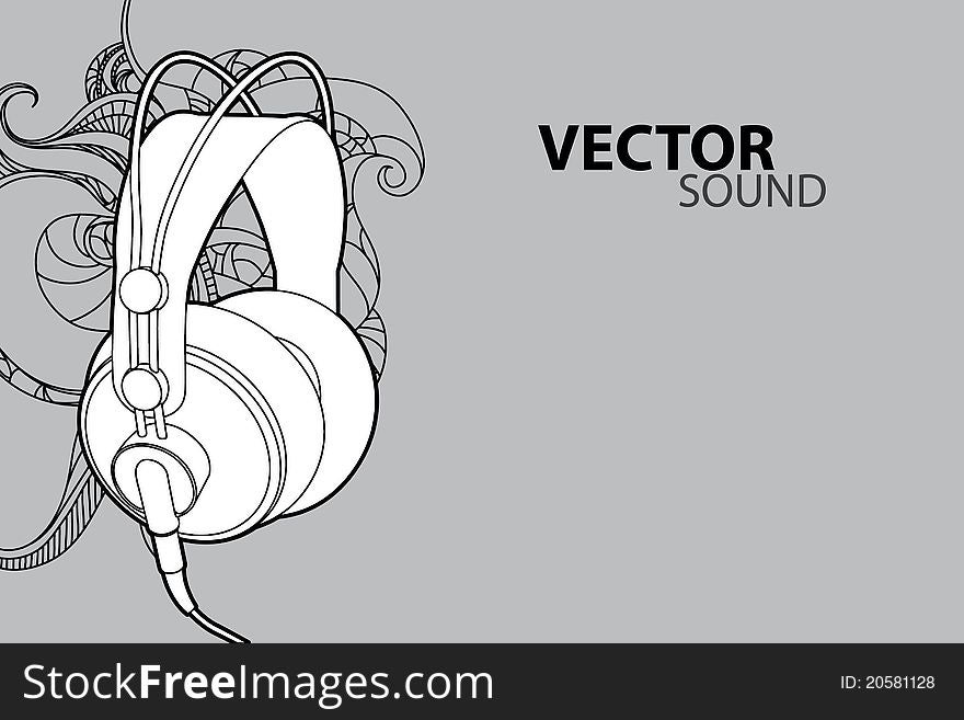 Vector illustration (headphones on gray background). Vector illustration (headphones on gray background)