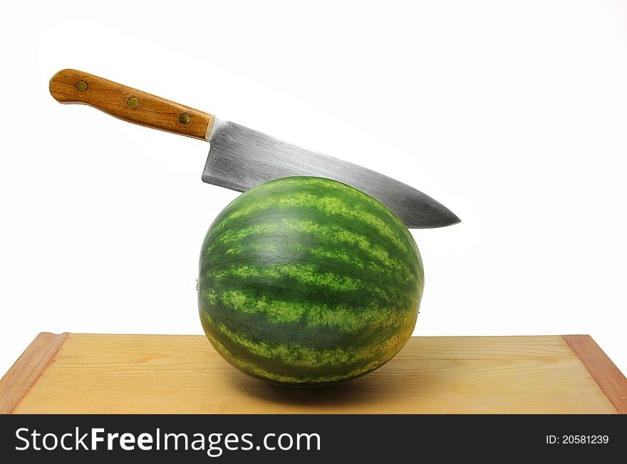 Seedless Watermellon And Knife