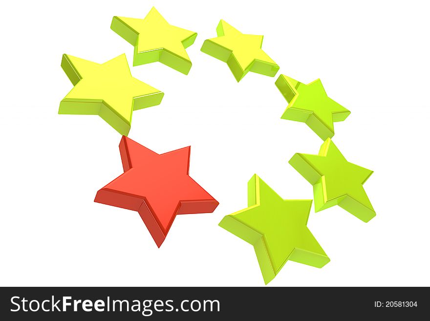 3d abstract red and green stars. 3d abstract red and green stars