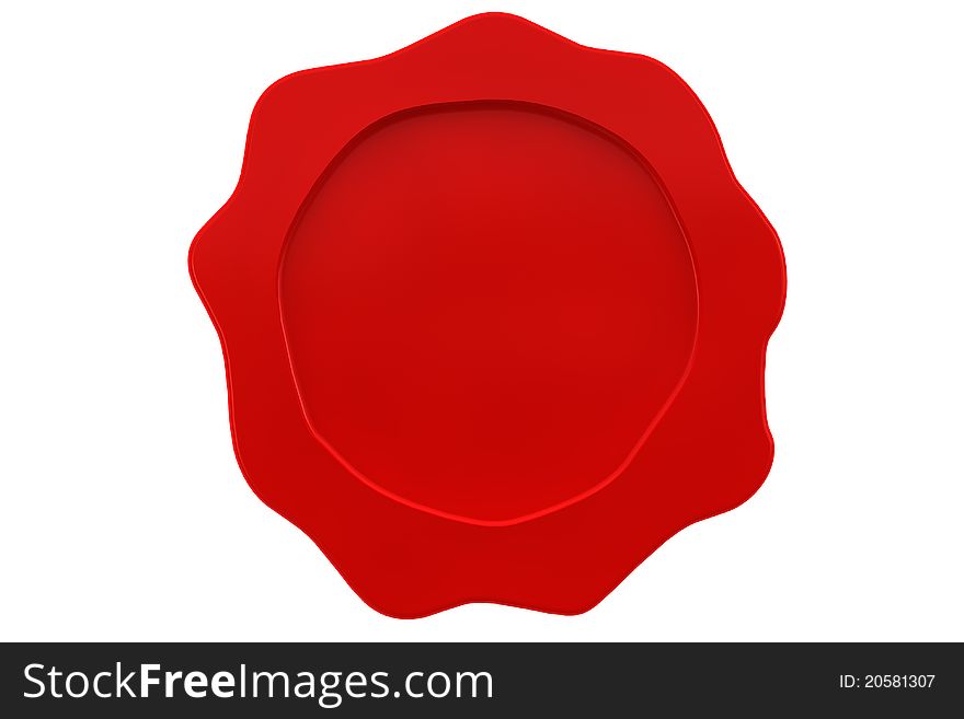 Red wax seal isolated on white background