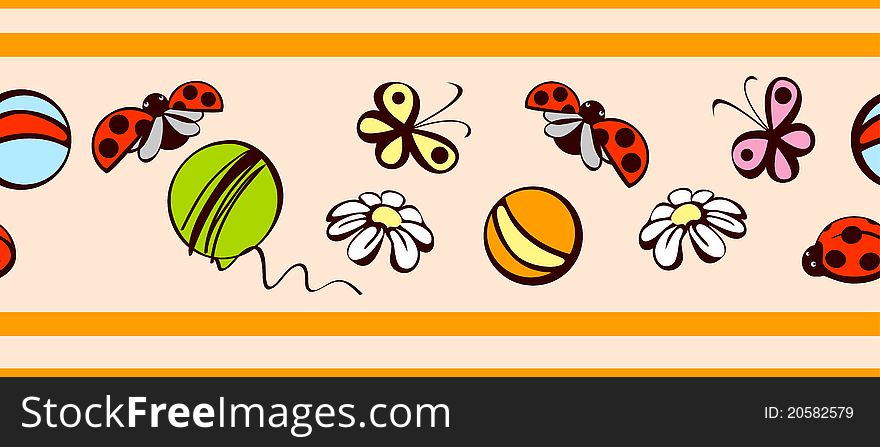 Border. children's background.elements of nature on a beige background