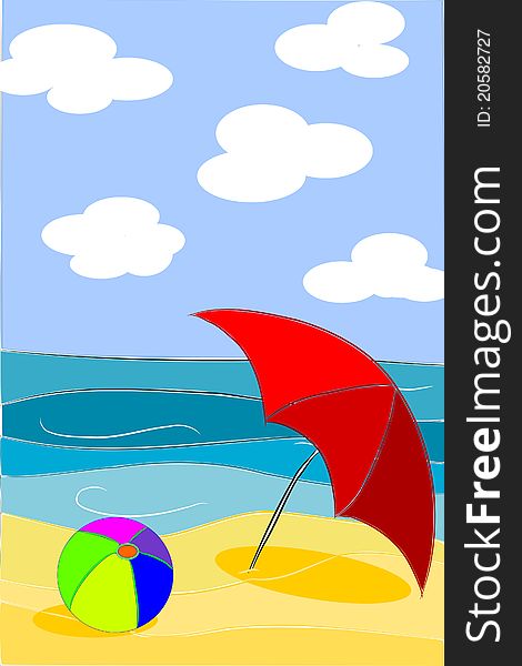 Beach Beauty Colorful Illustration - Vector